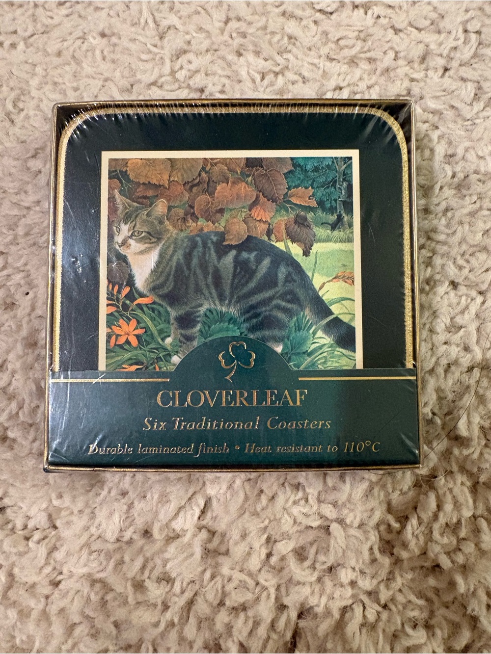 Cloverleaf Cat Six Coasters Sealed Vintage England
